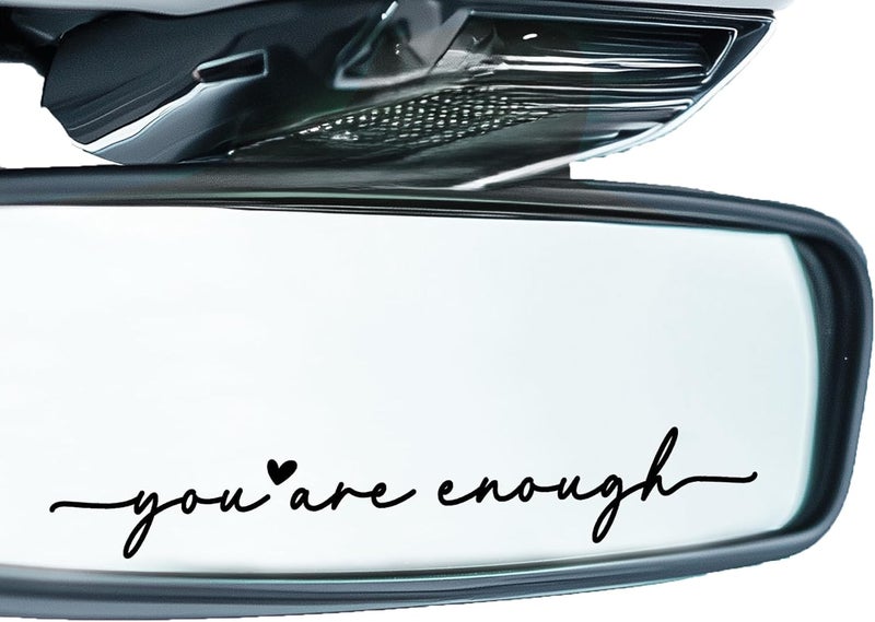 CYLDGNS 3 x Car Rear Mirror Vinyl Decal Stickers Water Bottle Decor Cute Laptop Sticker Aesthetic Tumbler Positive Affirmation Decal Car Rearview for Women Gift for Her (Black, You are Enough) - Image 1